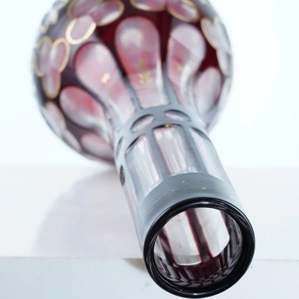 c1870 Bohemian for Persian market Ruby cut to clear Hookah base - Estate Fresh Austin