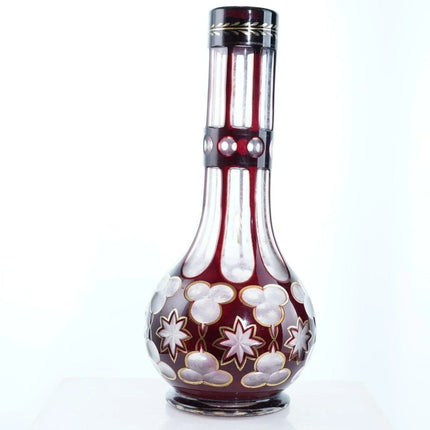 c1870 Bohemian for Persian market Ruby cut to clear Hookah base - Estate Fresh Austin