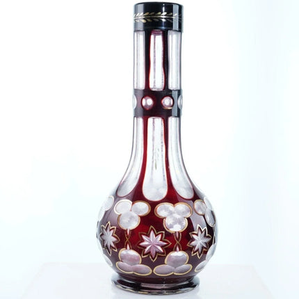 c1870 Bohemian for Persian market Ruby cut to clear Hookah base - Estate Fresh Austin