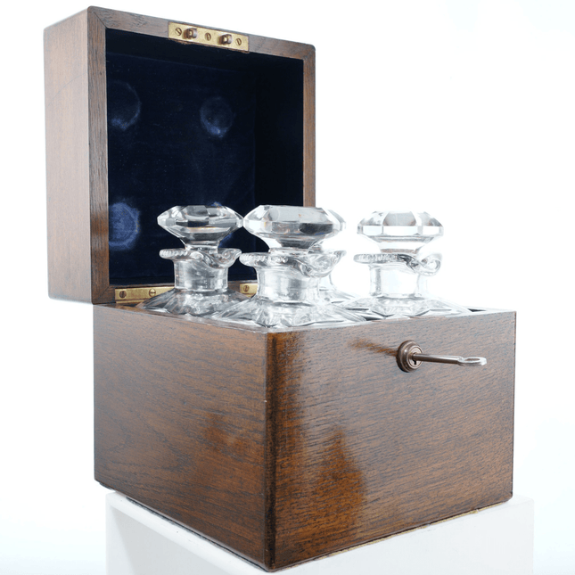 c1870 Crystal Decanter set in Oak box - Estate Fresh Austin