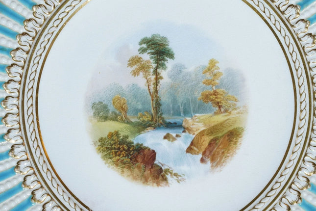c1870 Early Hand Painted Cauldron T.C. Brown Westhead and Moore cabinet plate - Estate Fresh Austin