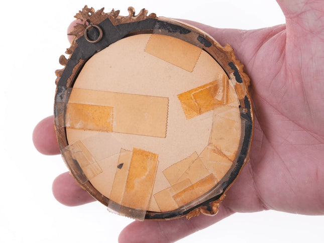 c1870 French Antique Miniature painting in carved wood frame - Estate Fresh Austin