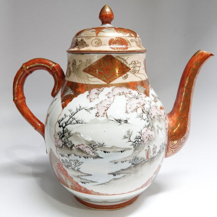 c1870 Japanese Meiji Period Kutani Teapot Signed - Estate Fresh Austin