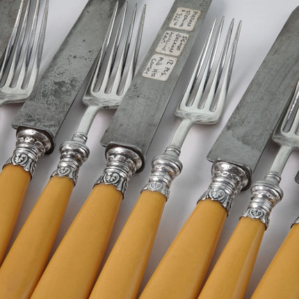 C1870 Louisville KY Belknap Sterling silver/Steel with Celluloid Handles Cutlery - Estate Fresh Austin