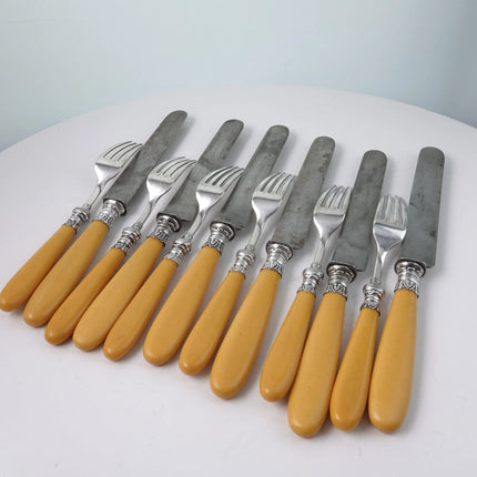 C1870 Louisville KY Belknap Sterling silver/Steel with Celluloid Handles Cutlery - Estate Fresh Austin