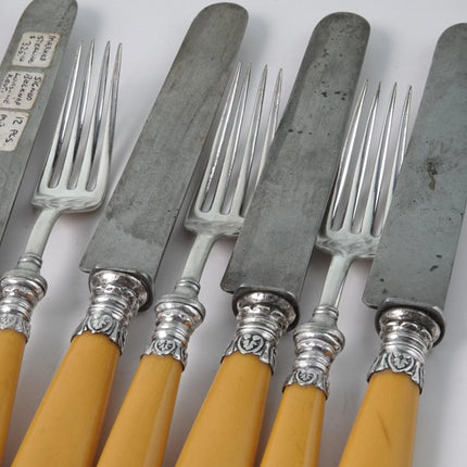 C1870 Louisville KY Belknap Sterling silver/Steel with Celluloid Handles Cutlery - Estate Fresh Austin