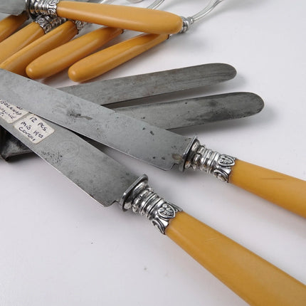 C1870 Louisville KY Belknap Sterling silver/Steel with Celluloid Handles Cutlery - Estate Fresh Austin