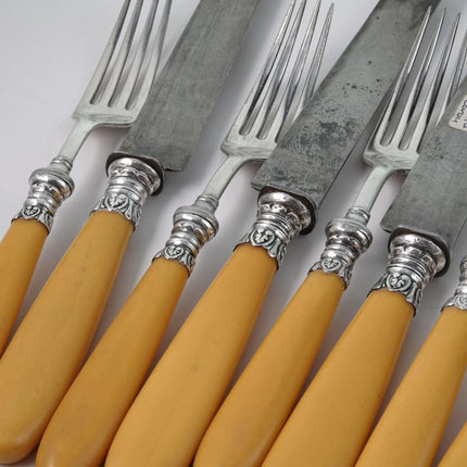 C1870 Louisville KY Belknap Sterling silver/Steel with Celluloid Handles Cutlery - Estate Fresh Austin