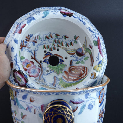 c1870 Masons Flying Bird Chinoisiere Hand Painted Polychromed Transferware Slop - Estate Fresh Austin