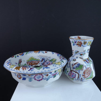 c1870 Masons Flying Bird Chinoisiere Hand Painted Polychromed Transferware Soap - Estate Fresh Austin