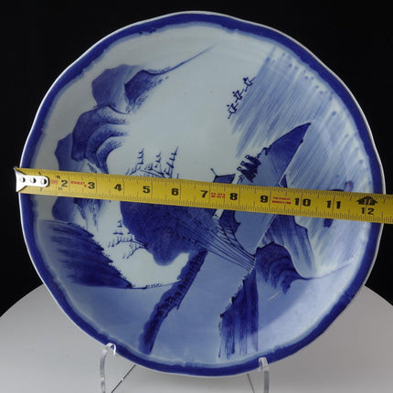 c1870 Meiji Period Japanese Blue Hand Painted Charger - Estate Fresh Austin