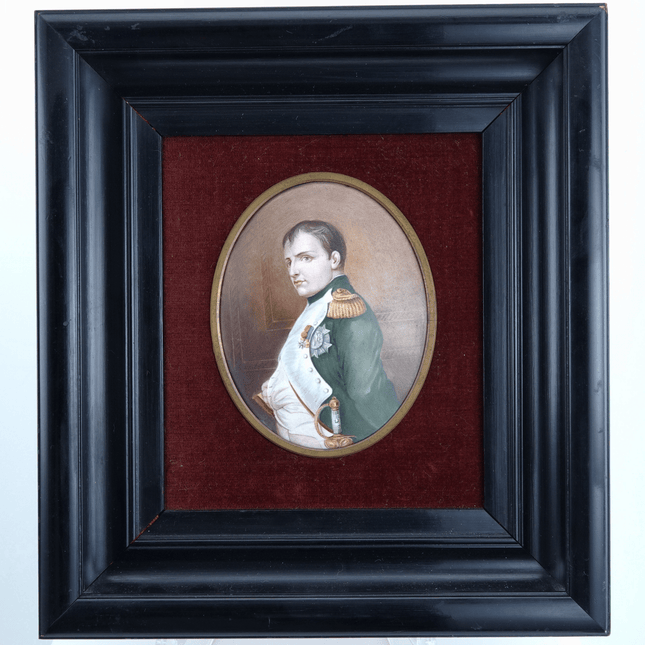 c1870 Napoleon Porcelain Plaque Hand Painted in shadowbox frame - Estate Fresh Austin