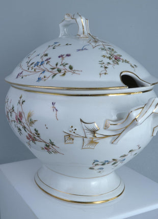 c1870 Old Paris Hand Painted Soup Tureen with Lid - Estate Fresh Austin