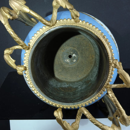 c1870 Old Paris Porcelain Bronze mounted Urn/ Oil lamp base - Estate Fresh Austin