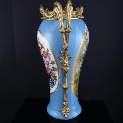 c1870 Old Paris Porcelain Bronze mounted Urn/ Oil lamp base - Estate Fresh Austin