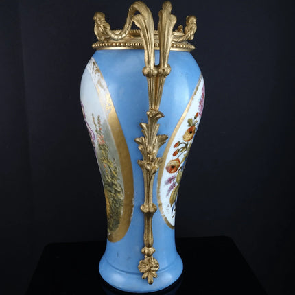 c1870 Old Paris Porcelain Bronze mounted Urn/ Oil lamp base - Estate Fresh Austin