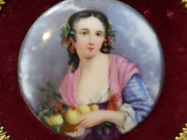 c1870 Porcelain Plaque in Gilt Bronze Frame - Estate Fresh Austin
