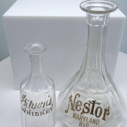 c1870's Saloon Back Bar Liquor Bottles with Etched Gilt Advertising San Francisc - Estate Fresh Austin