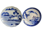 c1880 2 Japanese Blue/white Porcelain Chargers Hand Painted 10.75