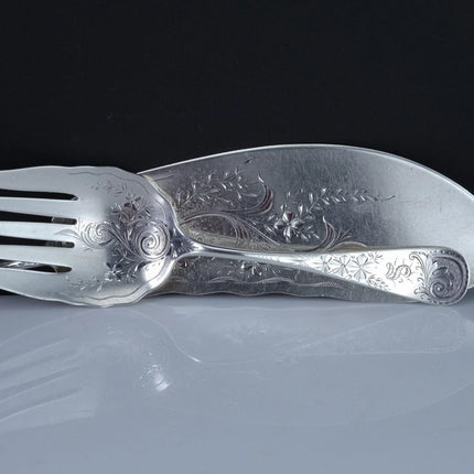 c1880 American Sterling Silver Fish Serving set by R Harris & Co Washington DC - Estate Fresh Austin