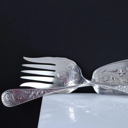 c1880 American Sterling Silver Fish Serving set by R Harris & Co Washington DC - Estate Fresh Austin