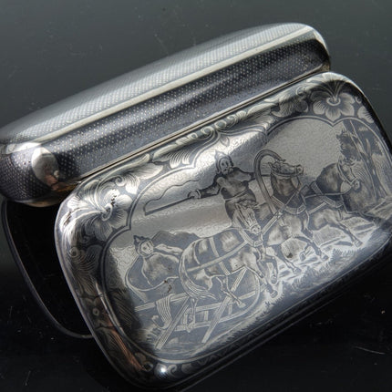 c1880 Austro - Hungarian 800 Niello Silver Cheroot Case Snuff box - Estate Fresh Austin