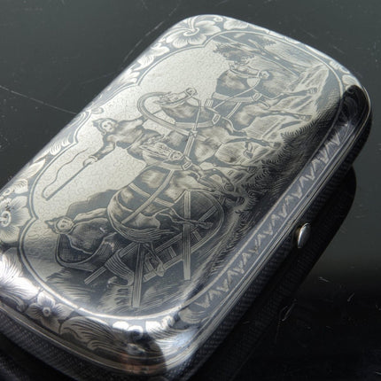 c1880 Austro - Hungarian 800 Niello Silver Cheroot Case Snuff box - Estate Fresh Austin