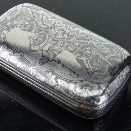 c1880 Austro - Hungarian 800 Niello Silver Cheroot Case Snuff box - Estate Fresh Austin