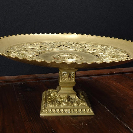 c1880 Brass/Bronze Reticulated compote with Cherub Heads - Estate Fresh Austin