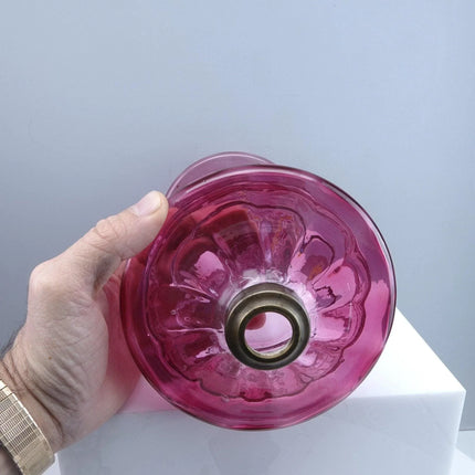 c1880 Cranberry Enameled Oil Lamp Base - Estate Fresh Austin