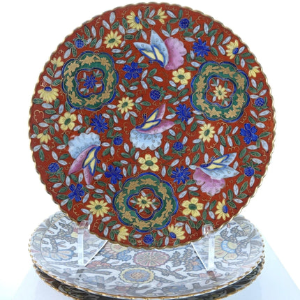 c1880 Dresden/Bohemian Chinoisiere Plate Set Hand Painted 8.5" - Estate Fresh Austin