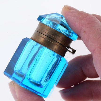 c1880 Faceted Blue Glass inkwell - Estate Fresh Austin