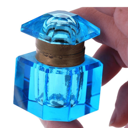 c1880 Faceted Blue Glass inkwell - Estate Fresh Austin