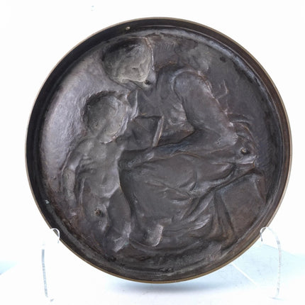 c1880 Ferdinand Barbedienne, French, 1810-1892 Bronze Plaque Mother and Child - Estate Fresh Austin