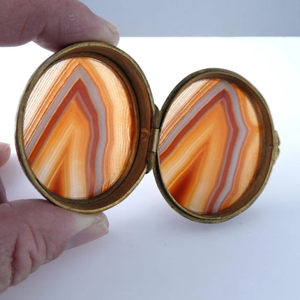 c1880 French Bronze Champleve & Agate Pill Trinket Box - Estate Fresh Austin