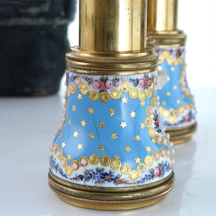 c1880 French Bronze Dore Guilloche Enamel Opera Glasses - Estate Fresh Austin