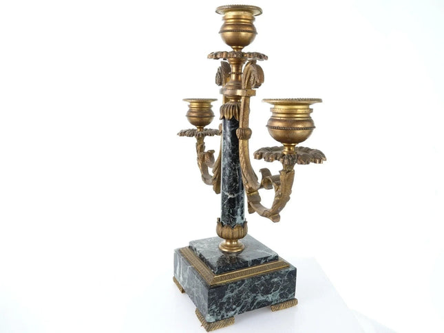 c1880 French Bronze Mounted Green Marble candelabra - Estate Fresh Austin