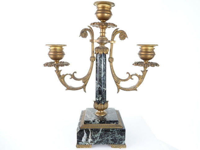 c1880 French Bronze Mounted Green Marble candelabra - Estate Fresh Austin