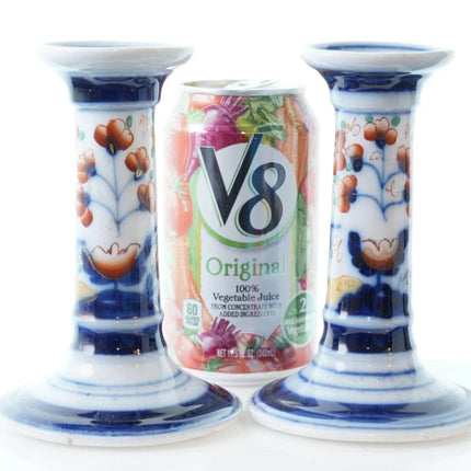 c1880 French Old Paris Imari Palette Candlesticks - Estate Fresh Austin