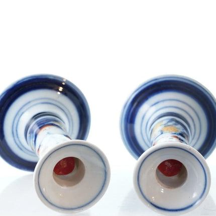 c1880 French Old Paris Imari Palette Candlesticks - Estate Fresh Austin