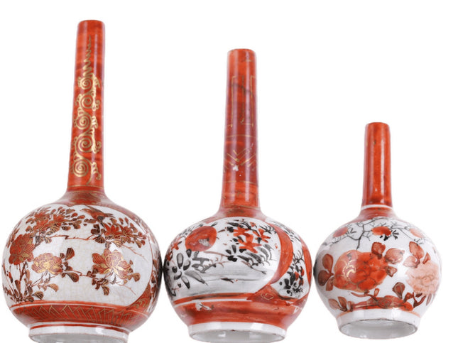 c1880 Japanese Graduated Miniature Kutani bud vases - Estate Fresh Austin