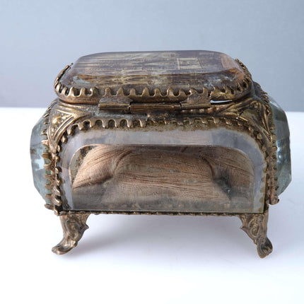 c1880 La Delivrande French Art Glass Bronze mounted Jewelry Casket - Estate Fresh Austin