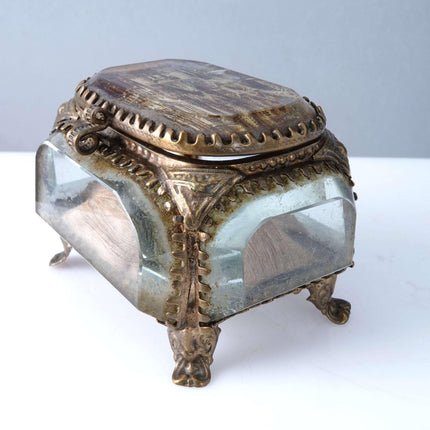 c1880 La Delivrande French Art Glass Bronze mounted Jewelry Casket - Estate Fresh Austin