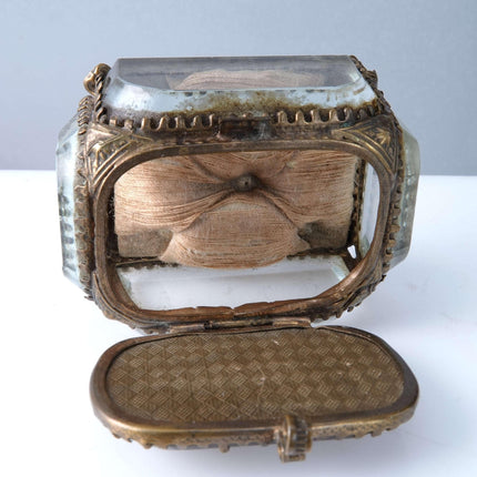 c1880 La Delivrande French Art Glass Bronze mounted Jewelry Casket - Estate Fresh Austin