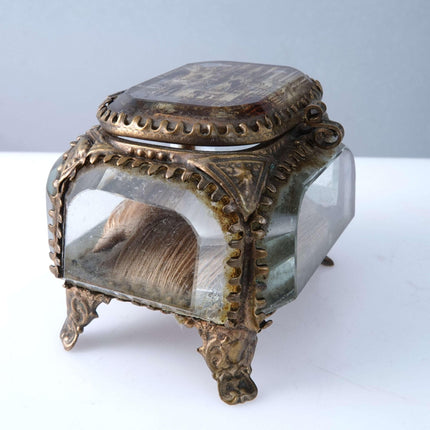 c1880 La Delivrande French Art Glass Bronze mounted Jewelry Casket - Estate Fresh Austin