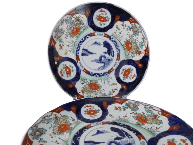 c1880 Meiji Period Japanese Imari Charger Pair 12.25" - Estate Fresh Austin