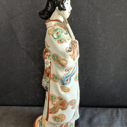 c.1880 Meiji Period Japanese Kutani Geisha Figure 10 3/8" - Estate Fresh Austin