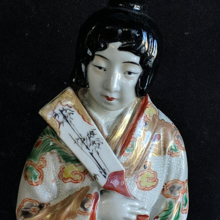 c.1880 Meiji Period Japanese Kutani Geisha Figure 10 3/8" - Estate Fresh Austin