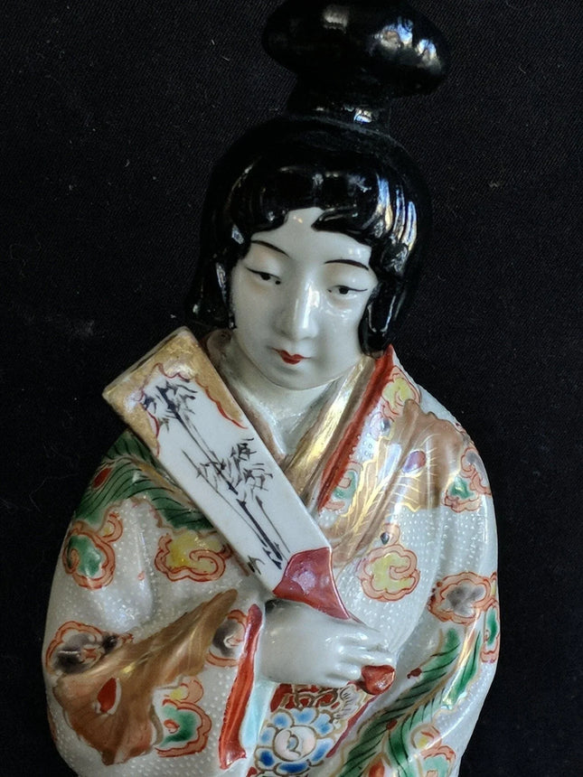 c.1880 Meiji Period Japanese Kutani Geisha Figure 10 3/8" - Estate Fresh Austin