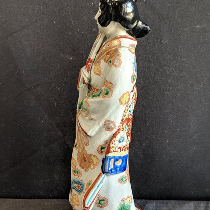 c.1880 Meiji Period Japanese Kutani Geisha Figure 10 3/8" - Estate Fresh Austin